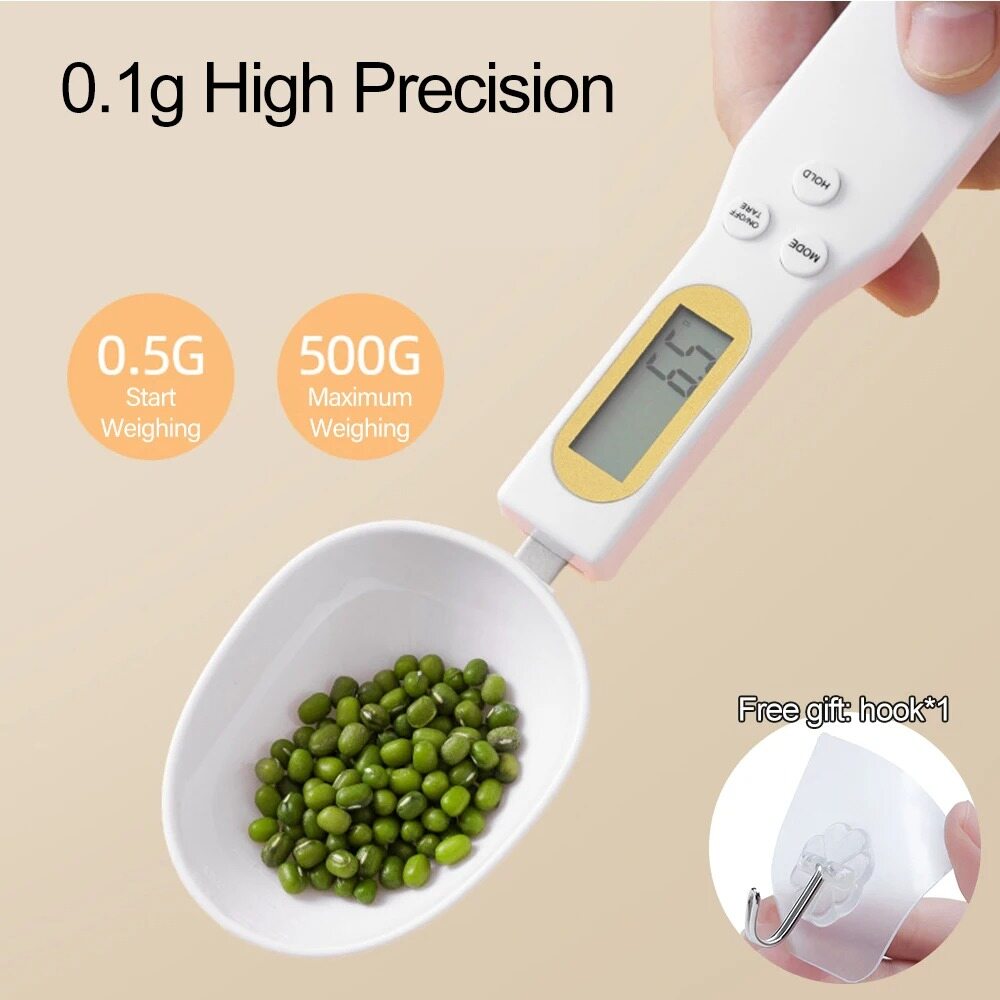 Quy mô muỗng đo kỹ thuật số nhỏ chính xác với công cụ đo Bếp Màn Hình LCD điện tử 500g/0.1g
