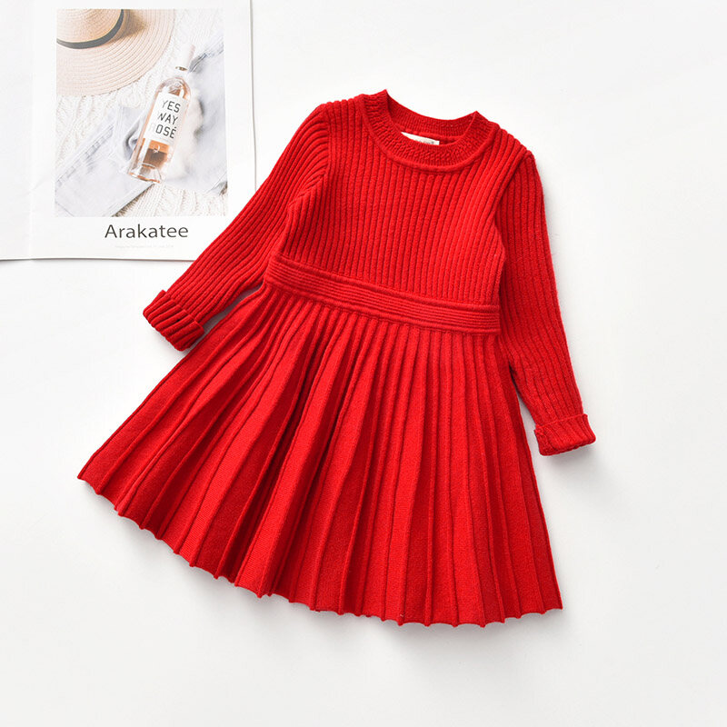 Bear Leader Children Girls Knit Dress College Style Baby Girl Autumn Long Sleeve Dresses Kids Winter Solid Clothing 2-7 Years
