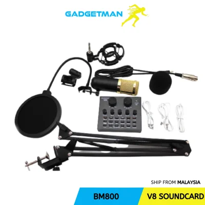 Professional V8 + BM800 PC Voice Chat Singing Live Broadcast USB Headset Microphone For Live KTV Mobile