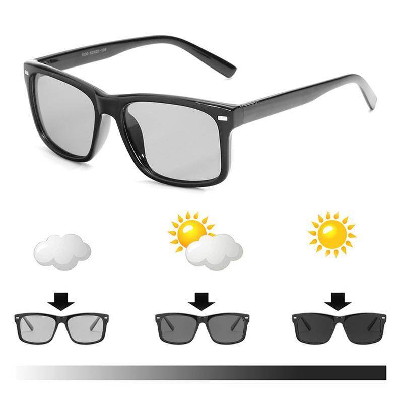 HZP Photochromic Sunglasses Men Polarized Tắc Kè Hoa Kính Nam Cổ Điển Hình Chữ Nhật Thay Đổi Màu Sắc Sun Glasses Hd Lái Xe Goggle Eyewear