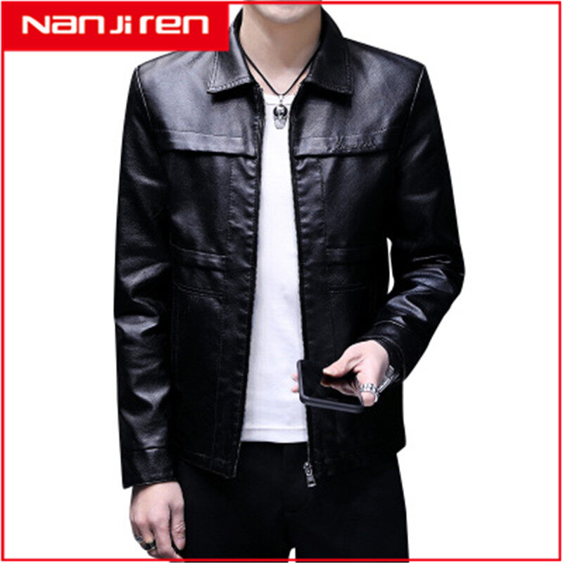 Nanjiren free shipping Men's leather clothing 2019 new autumn and winter coat men mature stable leather jacket Korean Slim autumn jacket