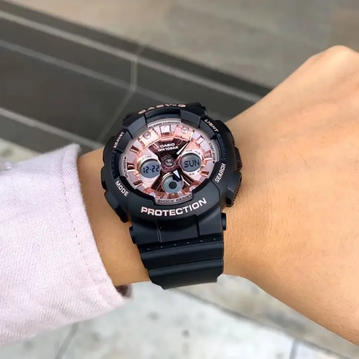 baby g black and rose gold
