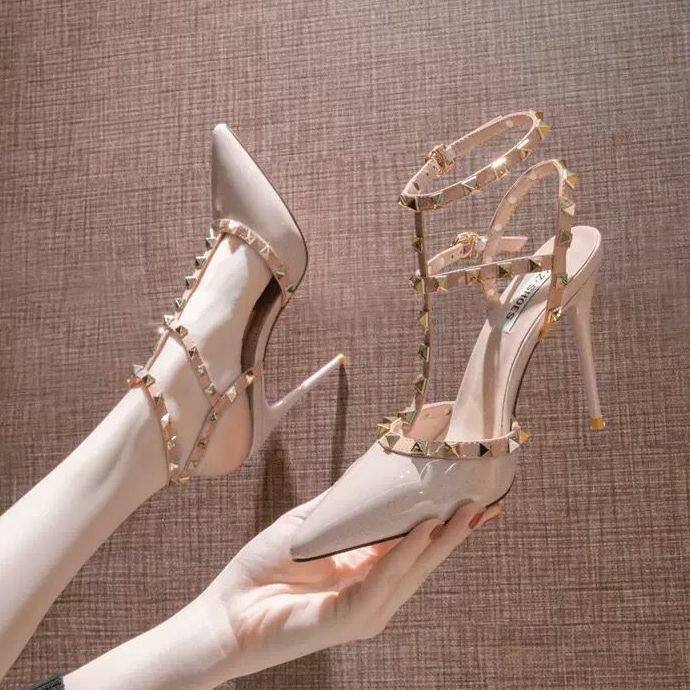 Spring and Summer new style tight toe nail drill all match high heel sexy backless high heels