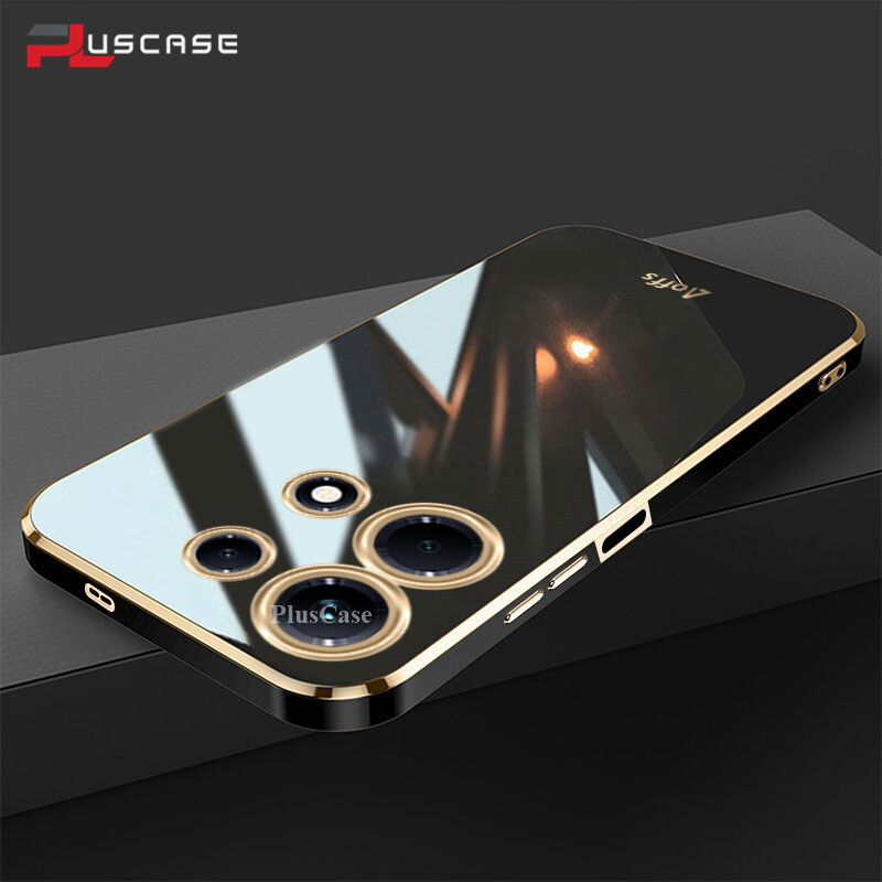 PlusCase for Infinix Note 30 4G 6D Plating Soft Case Lens Protector Square Frame Silicone Glossy Shockproof Phone Back Cover