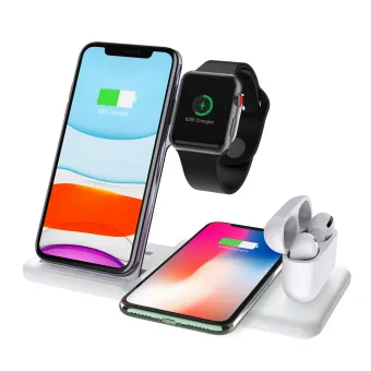 Fy 4 In 1 Qi Fast Wireless Charger Dock For Iphone Apple Watch Iwatch For Airpods Charger Holder Stand Lazada Singapore
