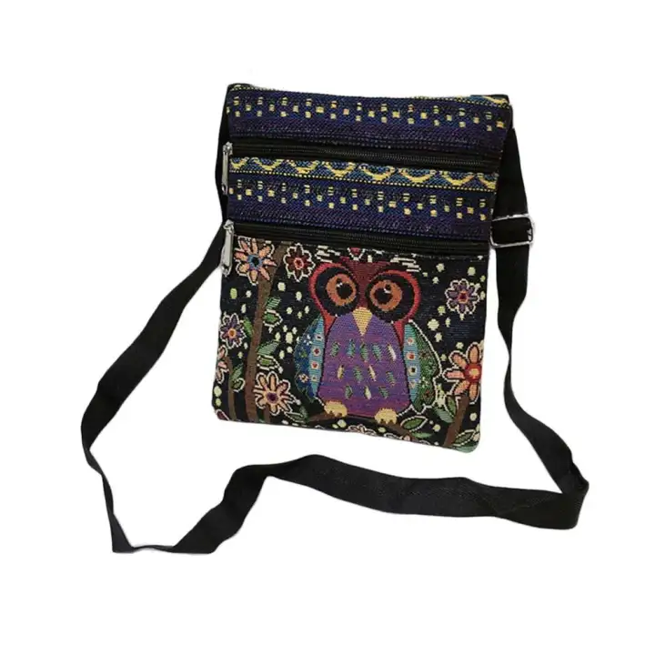 Lightnice Wanita Kanvas Burung Hantu Tas Tangan Kartun Tas Bahu