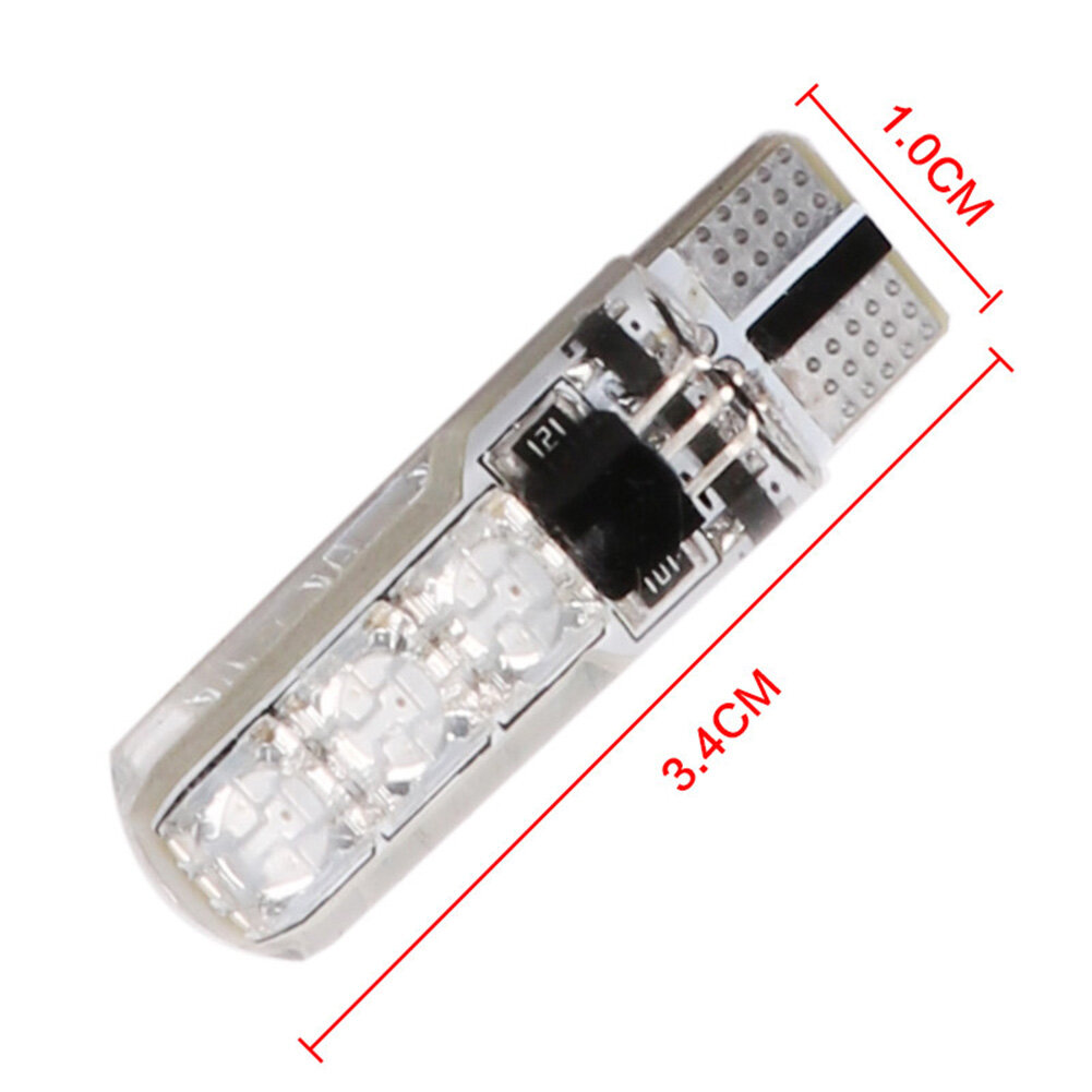 2PCS 6SMD RGB LED T10 5050 Multi Color Light Car Wedge Remote Control Bulbs