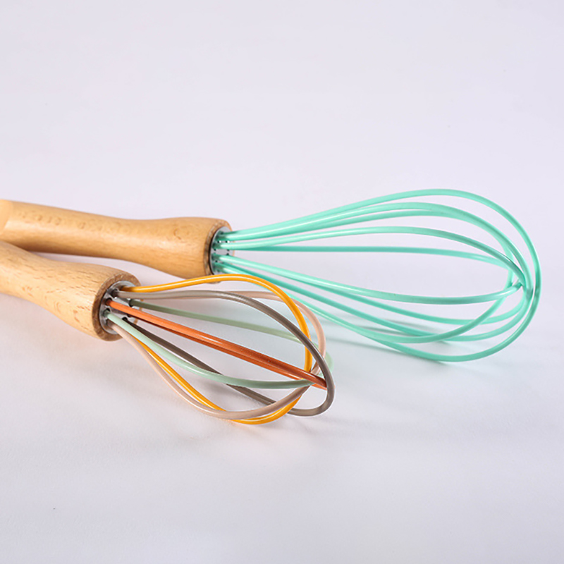 SHOOTHE Manual Eggholder Strainer Tool Multifunction Kitchen Gadgets Cream Blender Egg Beater Wooden handle 1Pcs 12/10/8Inch