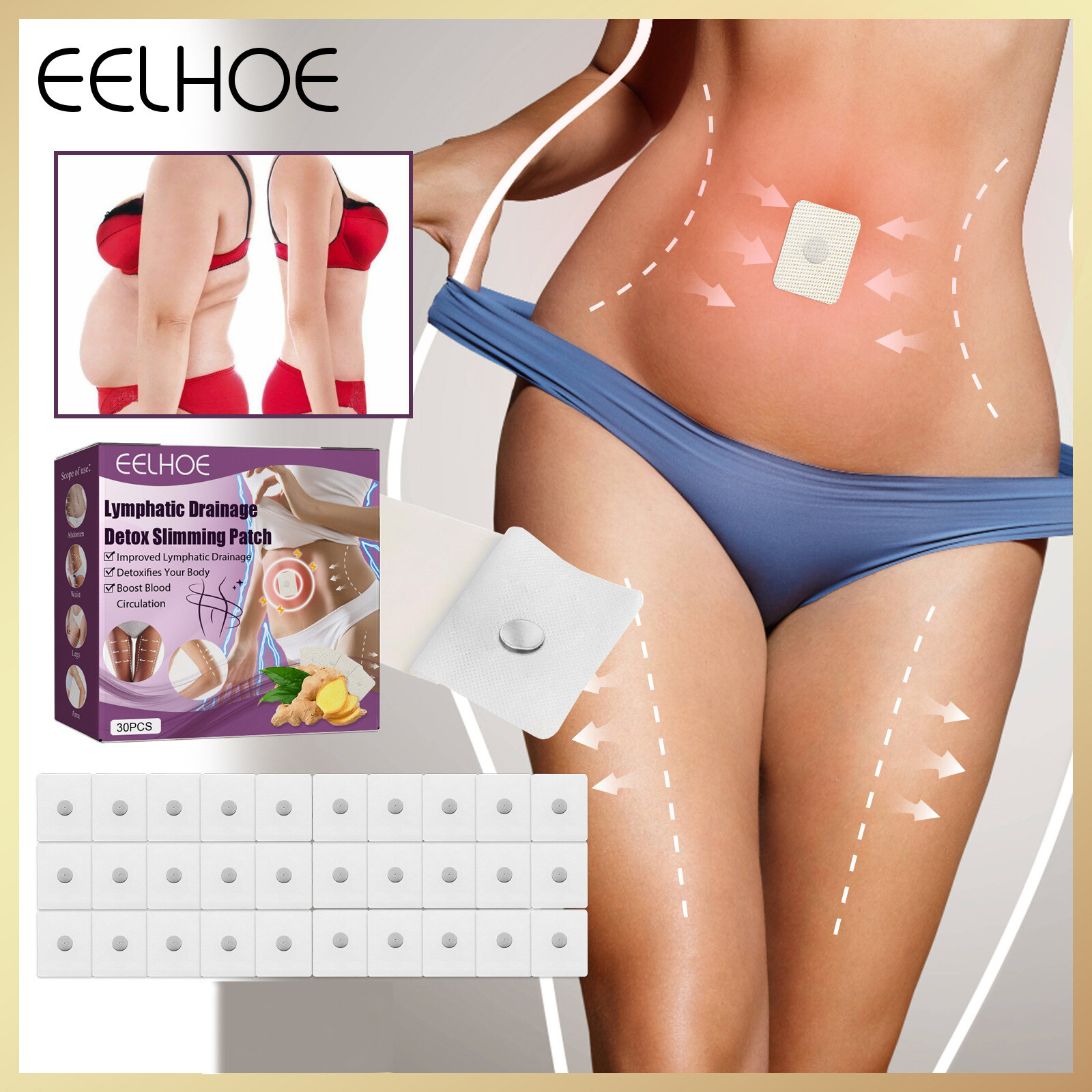 Eelhoe Lymphatic Drainage Detox Slimming Patch Slimming Product Health Weight Loss Abdominal Fat Burner Weight Loss Tool Fast Weight Loss Products Beauty Health Slime Detox Slimming Paste Health Anti Cellulite Slimming Products Personal Care Product
