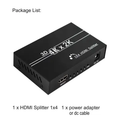 3D 4K30HZ HDMI Splitter HDCP1.2 1 in 4 out Power Signal Amplifier 1x4 Audio Spliter Switch HDMI Converter Adapter