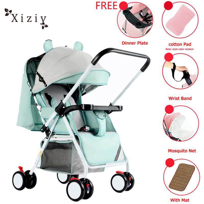 Xiziy Portable Folding Outdoor Double Way Lying Sitting Stroller with 4 Wheels for Kids Infant Baby Singapore