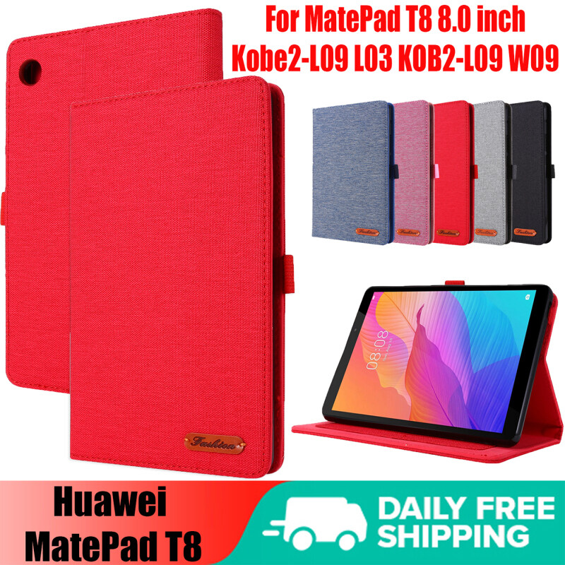 Kobe2-L09 Cho Huawei MatePad T8 8.0 Inch L03 Bao Da PU Mẫu Vải W09 MatePad T 8 8.0 2020 Có Ngăn Đựng Thẻ
