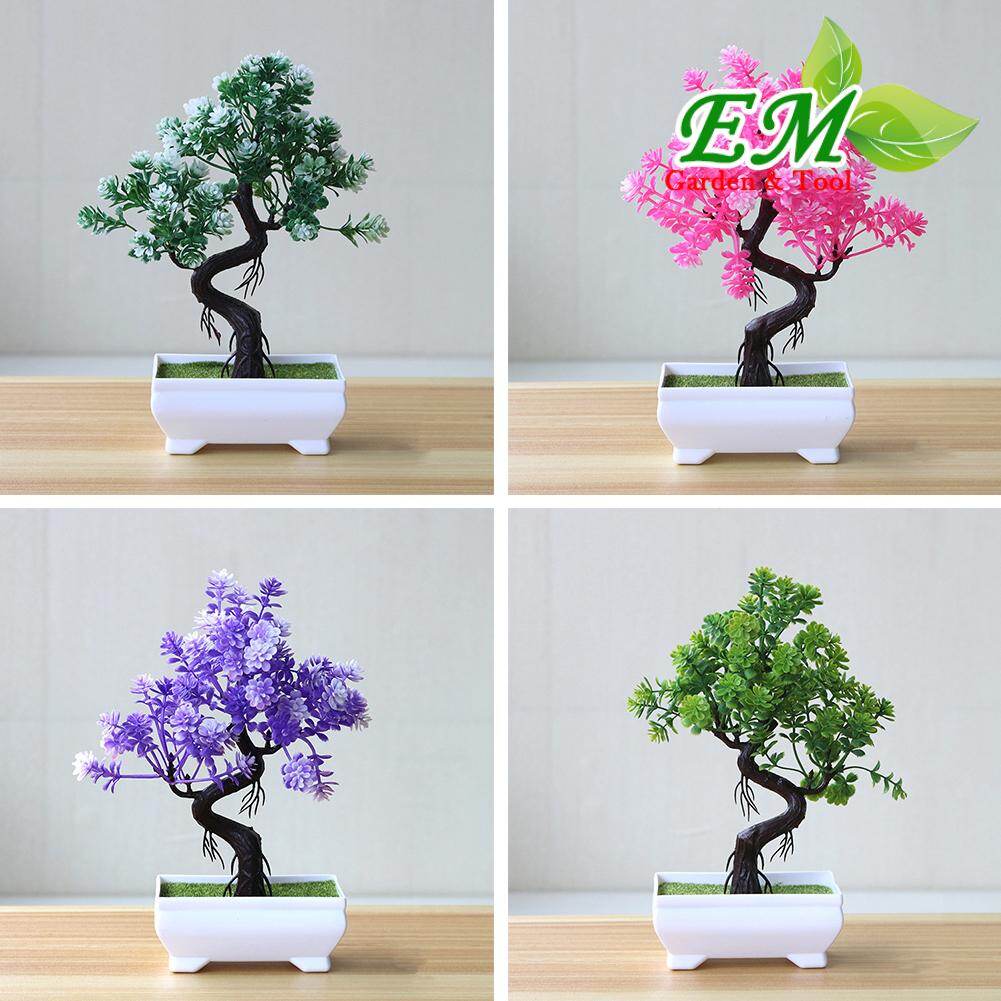 EMachinery Artificial Flowers Potted Tree Bonsai Simulation Plant Home Decor Table Centerpieces
