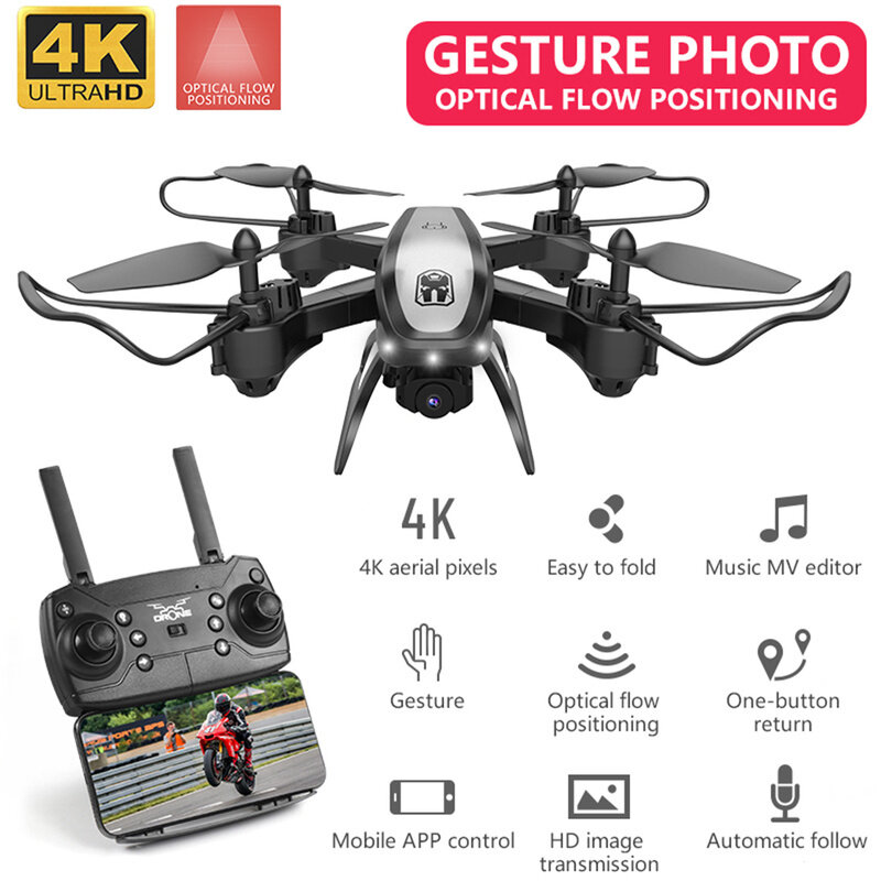 WiFi Trực Tiếp Video 4K HD Camera Drone KY909 HD 4K WiFi Trực Tiếp Video FPV Drone Lưu Lượng Ánh Sáng Đến Chiều Cao, Quad-Axis Máy Bay, Một Nút Drone Máy Bay, Với Máy Ảnh