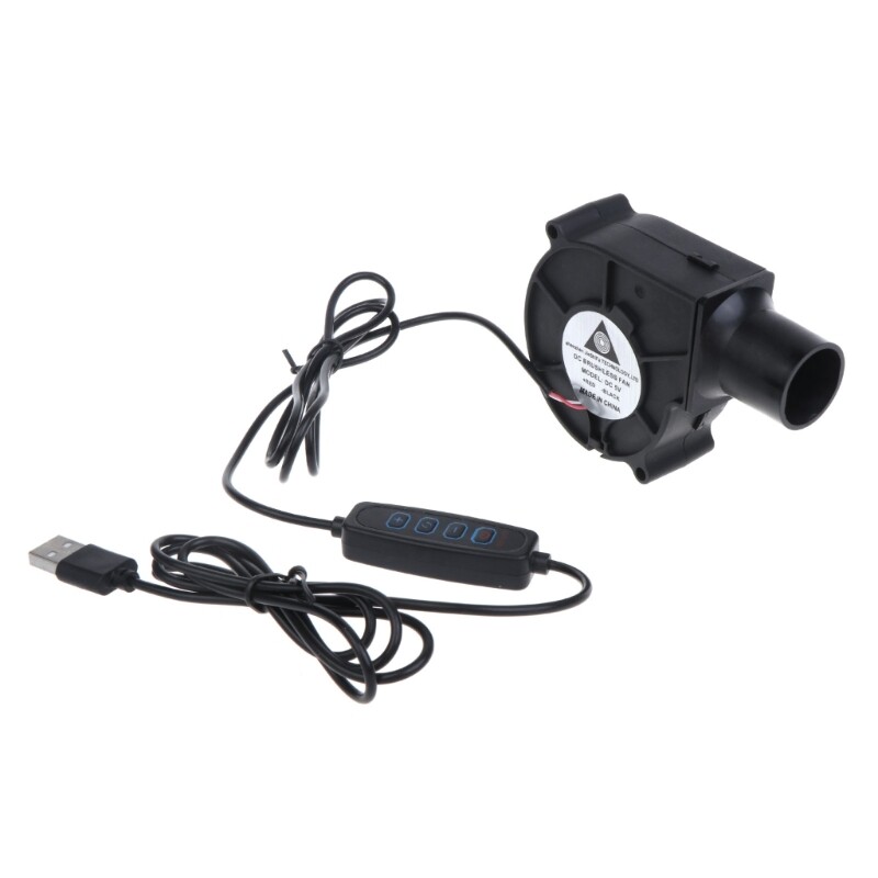 Mini Turbo Blower 5V USB Plug Blower Fan Portable Centrifugal Fan with Speed Controller 2500RPM BBQ Grill Cooking Blower