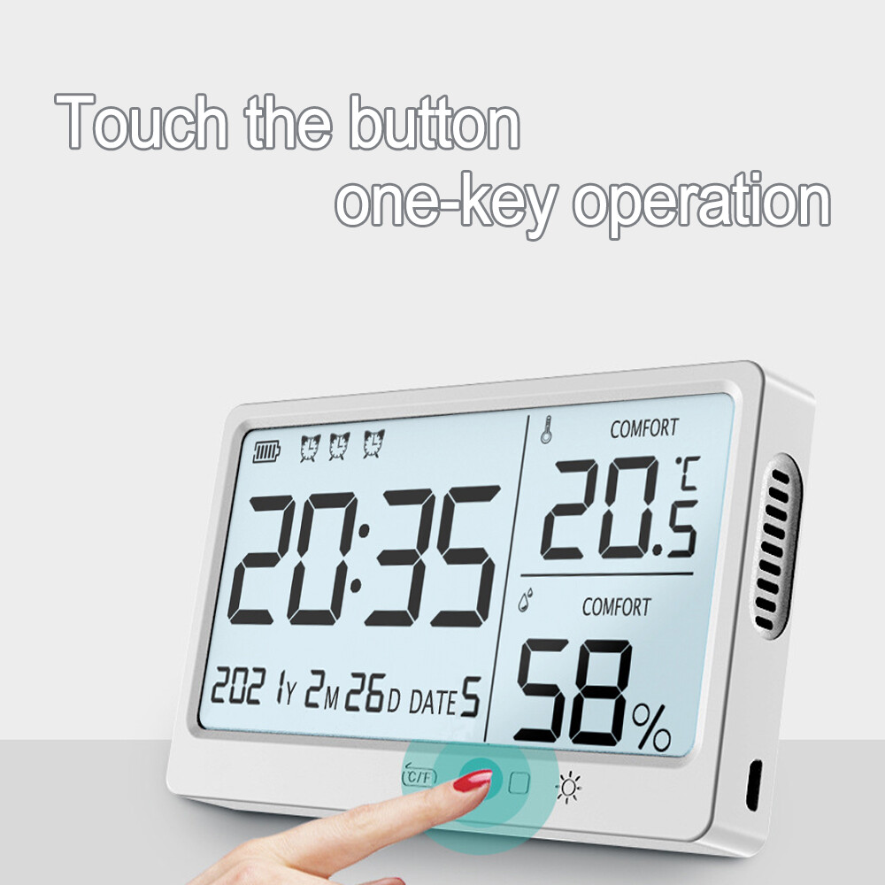 Đồng hồ báo thức Smart Sensor đo nhiệt độ ẩm màn hình LCD-INTL
