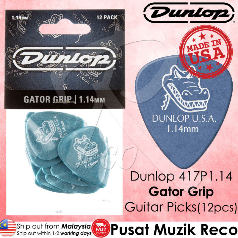 Dunlop 417P114 Gator Grip Guitar Pick 1.14mm Guitar Picks Player Pack MADE IN USA (12pcs) Malaysia