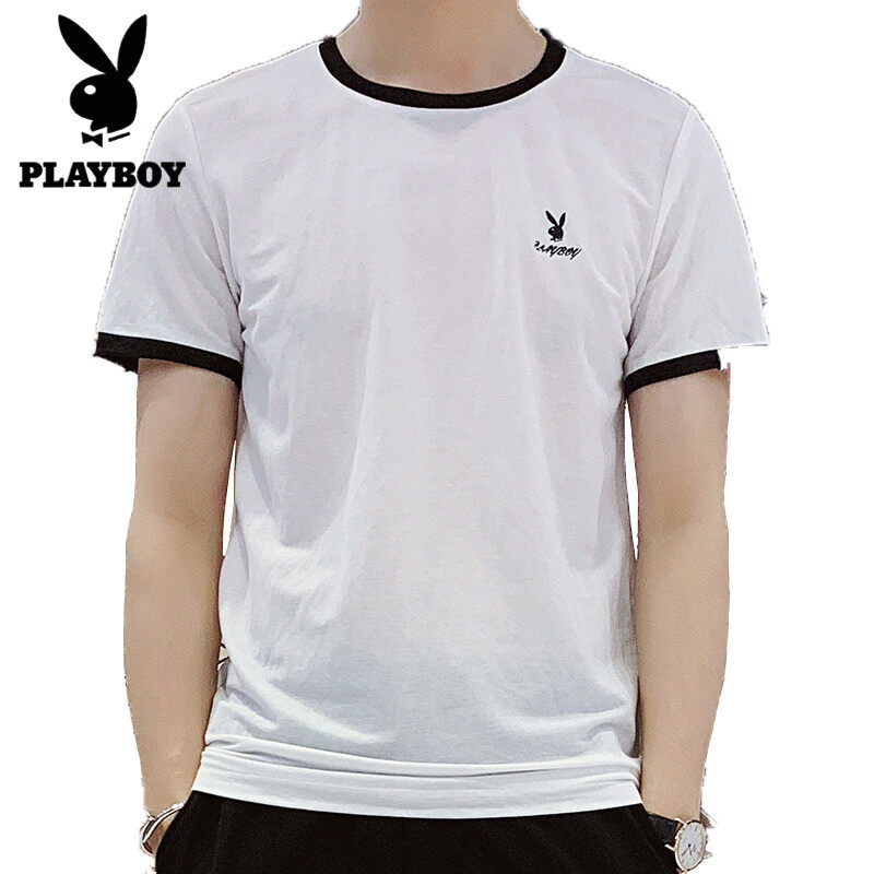 PLAYBOY Fashion Men's Short-sleeved T-shirt New Tide Brand Summer Short-sleeved Men's Round Neck T-shirt