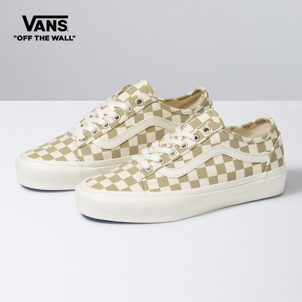 cream checkered vans old skool