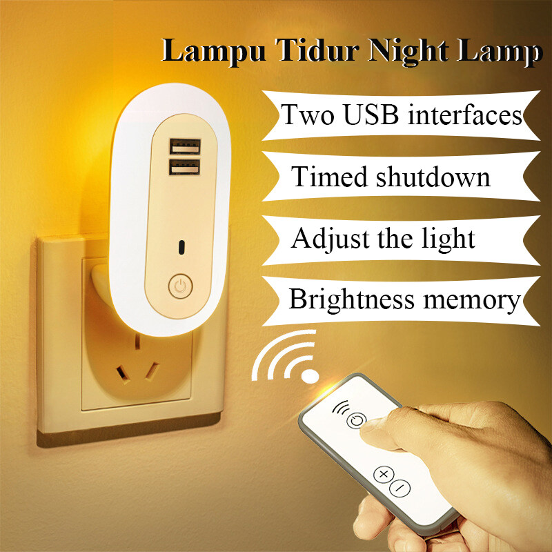 Đèn Ngủ LED, Đèn LED Cảm Biến Hình Bầu Dục Đèn Tường Cắm Điều Khiển Từ Xa Sạc USB Bảo Vệ Mắt Và Cho Con Bú Đầu Giường Phòng Ngủ