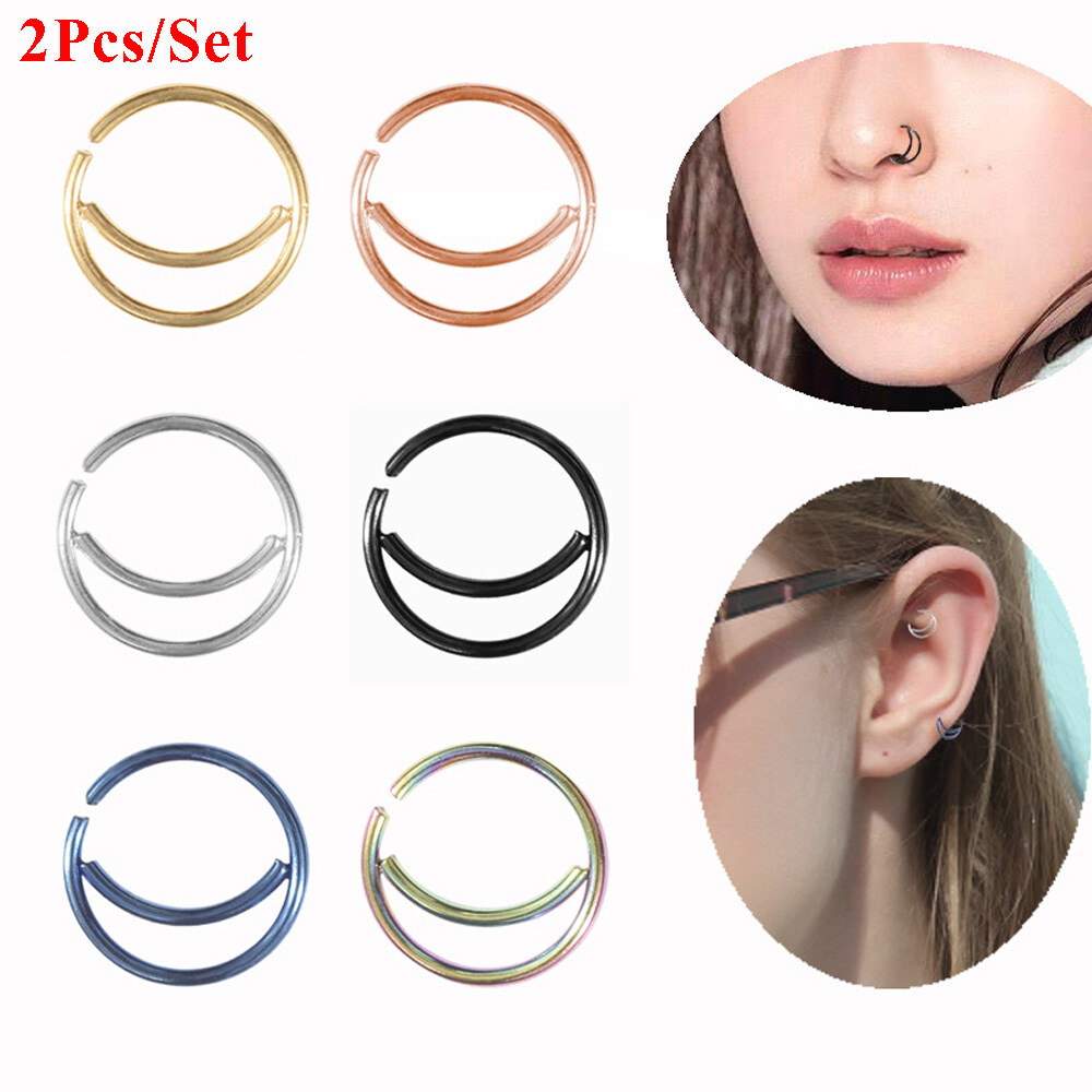 Tragus Earrings Small Nostril Hoop Moon Nose Ring Snug Septum Piercing