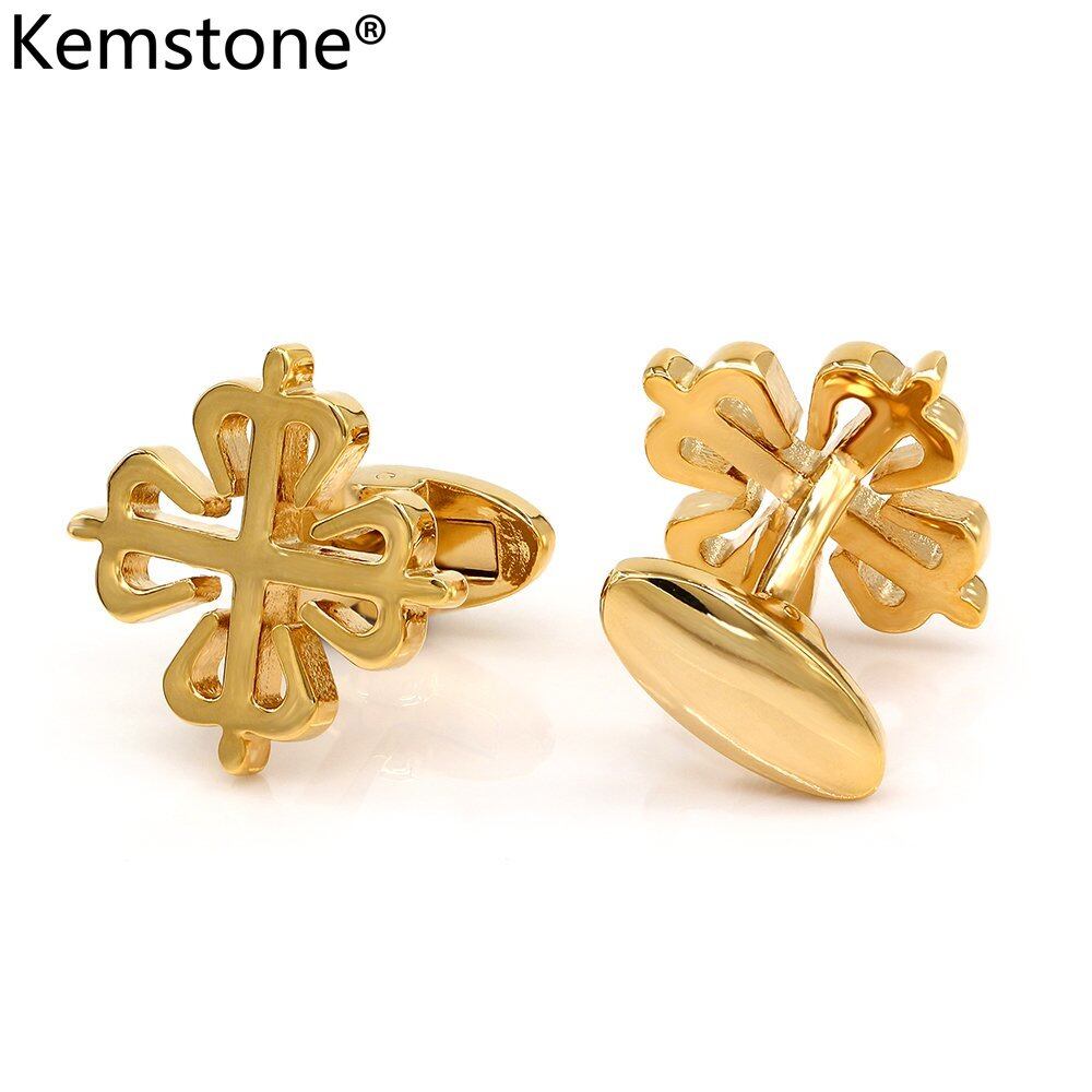 Kemstone Gold Plated Hollow-Out Men Shirt Cufflinks