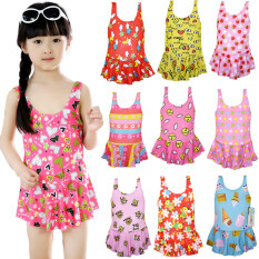 Bé Gái Đồ Bơi Đầm Dây Áo Liền Quần Hở Lưng Áo Tắm Trang Phục Đi Biển Cho 1-5Y Màu Ngẫu Nhiên