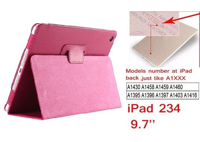 Folio Stand Case for iPad 2 iPad 3 iPad 4 Case， PU Leather Case with Folding Stand   Smart Cover Feature for A1395 A1430 A1460 Flip PU 9.7 Cover for iPad 2 3 4 Cover