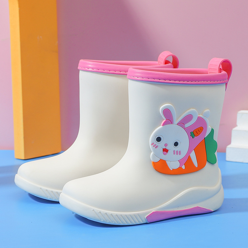 HS Children's cartoon rain boots primary school students' waterproof mid tube rain boots