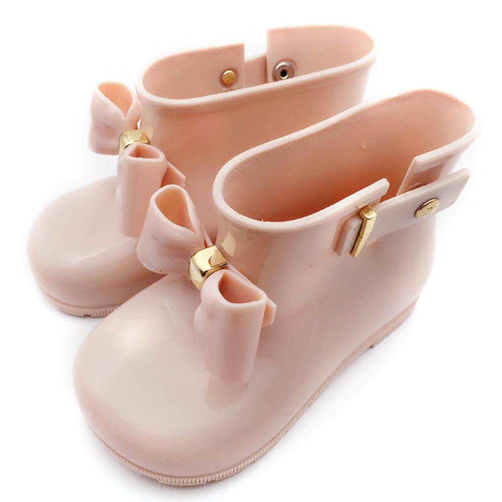 Giá bán MỚI Nóng Dễ Thương Tập Đi Cho Bé Kids Bé Gái Kẹo Mứt Màu Nơ Giày Giữa Bắp Chân Giày Đi Mưa