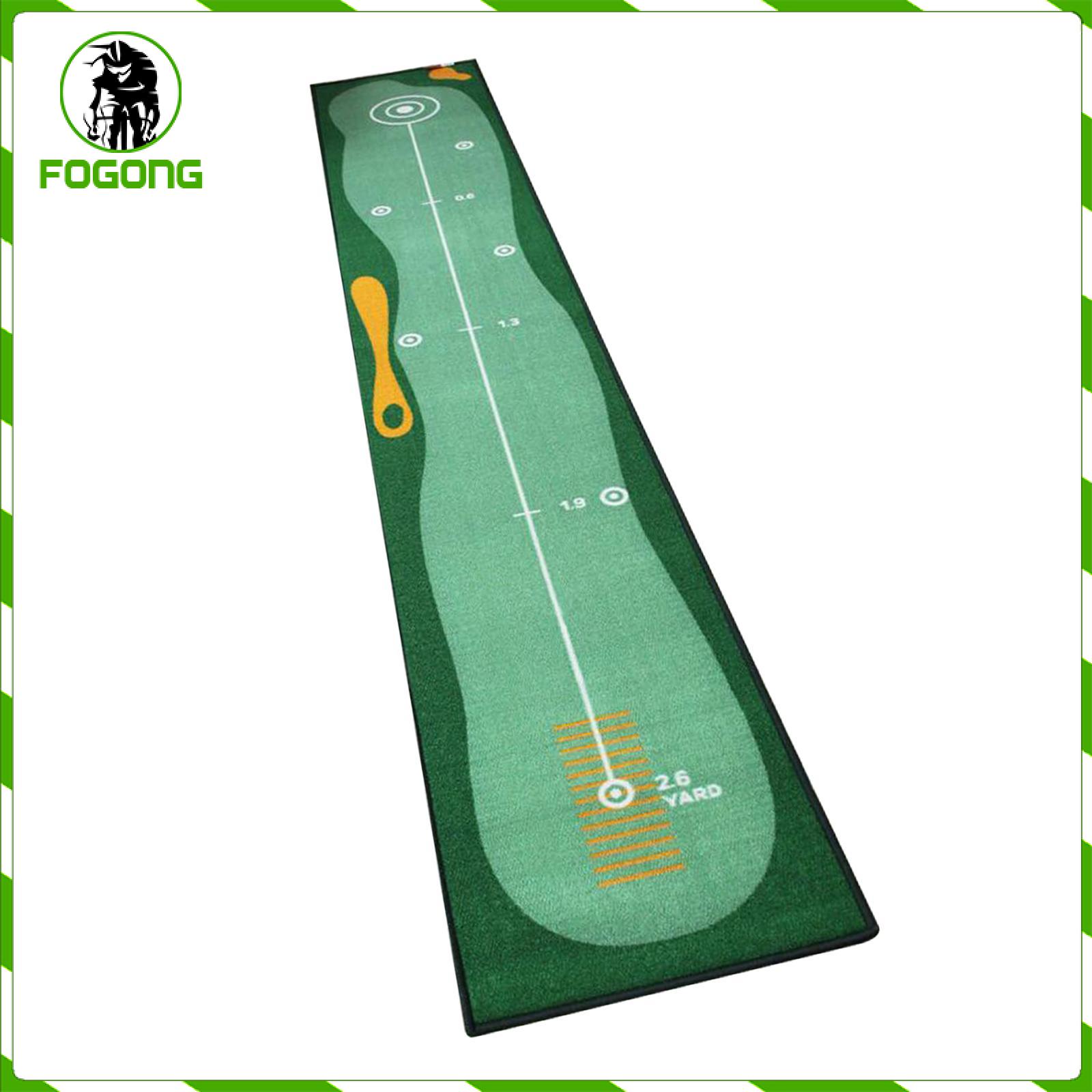 Fogong Nonskid Golf Carpet Putting Mat Simulators Practice Fiber Green Traces for Traveling Picnic Training Office Indoor