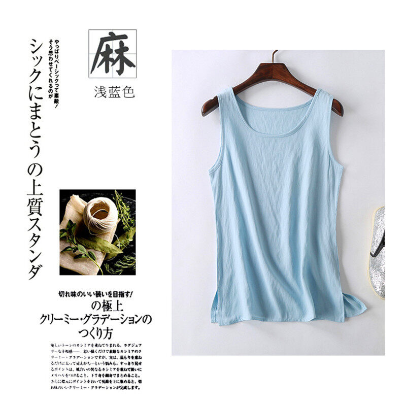 Summer loose cotton and linen top for women's tank top 120860wta