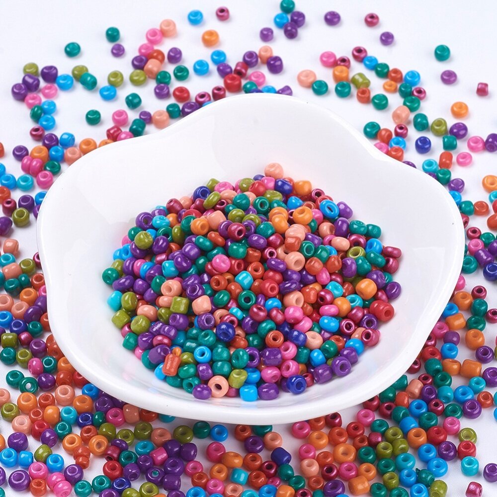 50g 8/0 Baking Paint Glass Beads Mixed Color 3x2mm Hole 11.2mm About