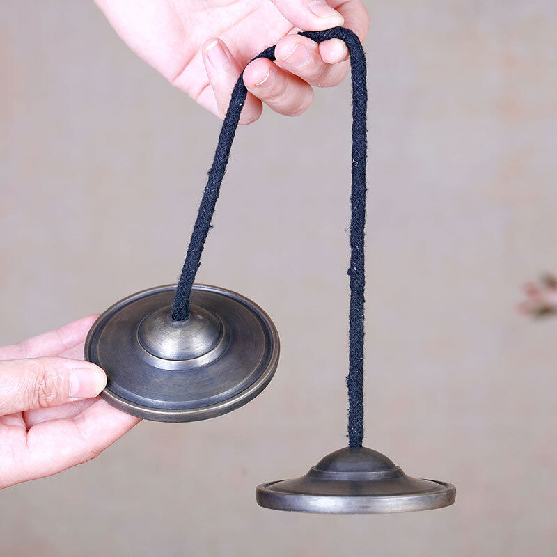 Quality New Nepal bell-touching Tibetan bronze bell-touching manual method will be bell-banging Tantric Buddhist bell copper cymbals for Buddha utensils Nepalese craftsmanship Candles Candleholders