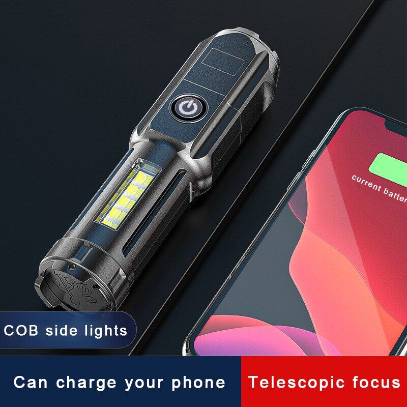 Đèn pin mini Có Thể Sạc Lại đèn pin thu phóng được Không Thấm Nước Đèn Pin Mạnh Mẽ đèn cảm ứng 100000 Lumens Đèn Pin Siêu đèn pin sáng chịu lực cao đèn cảm ứng đèn pin led Mạnh Mẽ đèn bên đèn làm việc Chiến Thuật đèn flash Cắm Trại Đèn