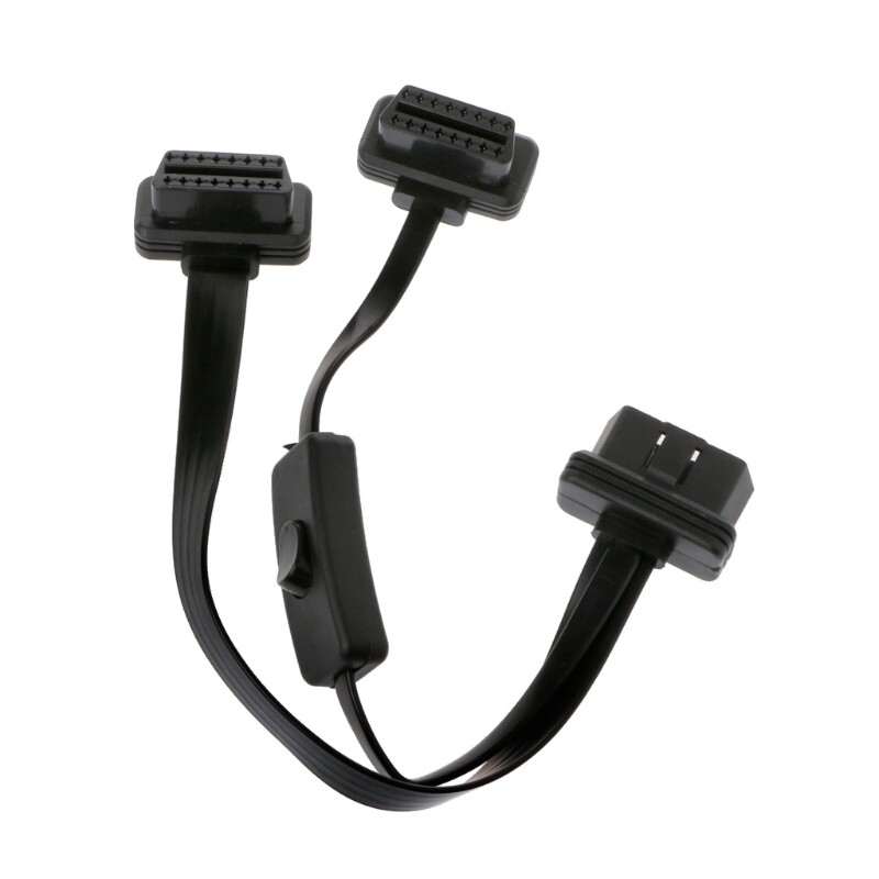 Bộ Chia Y OBD2 16 Chân Có Công Tắc, Cáp Nối Dài 2 Trong 1 Đầu Đực Sang Đôi Đầu Cái
