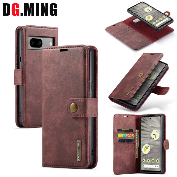 For google pixel 6a/pixel 7a/pixel 7/pixel 7 pro/pixel 5a 5g/pixel 6/pixel 6 pro dg.ming crazy horse texture detachable leather phone case