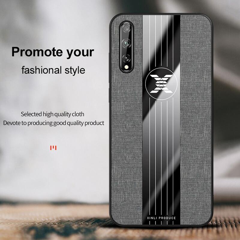 XICCI 2020 New for Huawei Y9S Case Luxury Fabric Cover Noble Shockproof Hard Housing for Huawei Y9S Phone Case with Metal Ring Holder