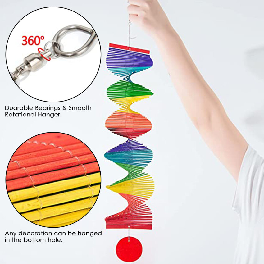 Con Quay Gió 3D, Chuông Gió Tre Màu Hỗn Hợp Cho Sân Ngoài Và Vườn