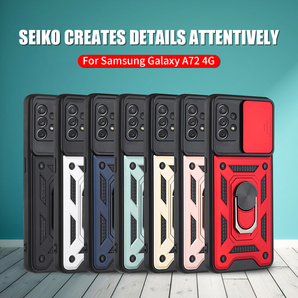 For Samsung Galaxy A72 A52 A42 A32 A22 A12 Car Magnetic Stand Ring Armor Push Pull Camera Protect Case For Samsung A02s A10s A11 A20 A20s A30 A31 A51 A71 A82 M11 M12 M51 M62 F62 Note 20 S20 S21 Ultra