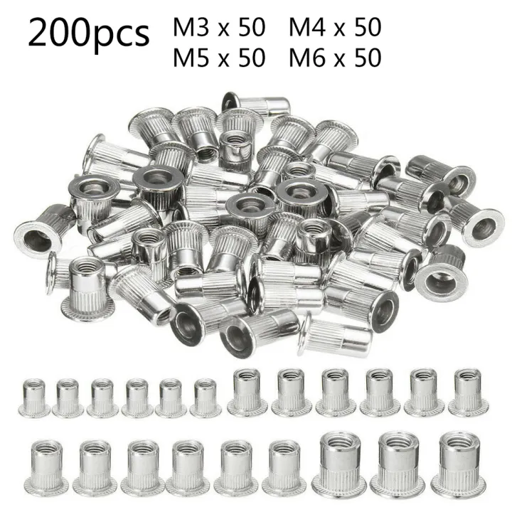 200Pcs Nutserts Rivet Nuts Flange Blind Threaded Stainless-Steel M3//M4//M5//M6