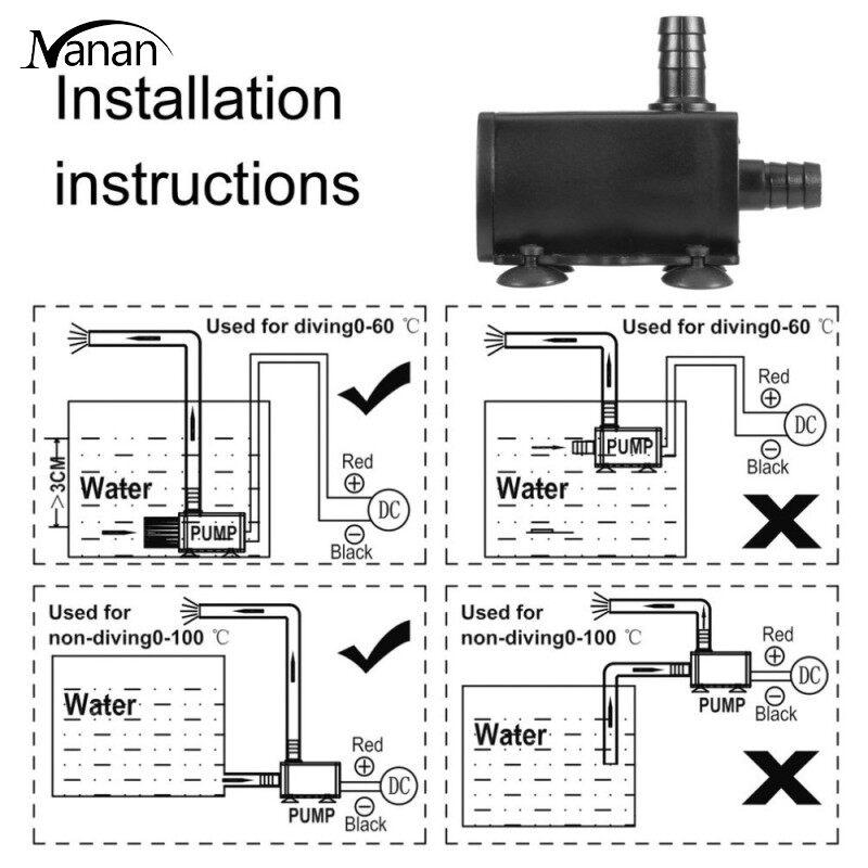 READY STOCK DC12V USB 5V Mini 4 Modes Adjustable Brushless Water Pump