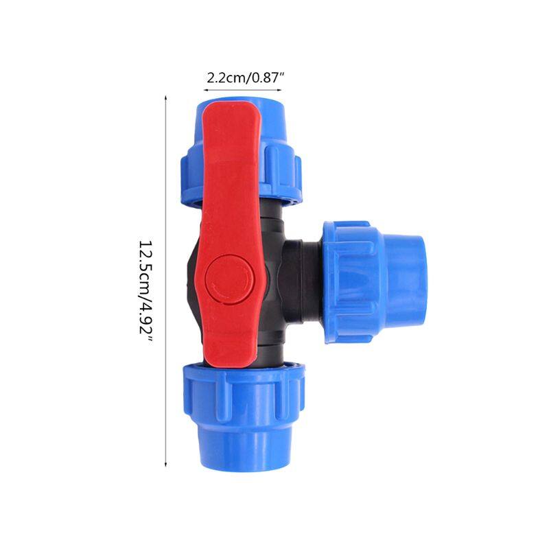 PE three-way quick connect valve plastic valve T-type valve inner diameter 20/25/32mm plastic three-way ball valve