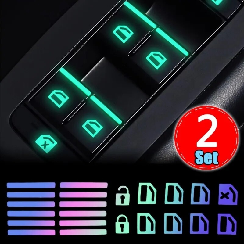 Xe phát quang cửa sổ nhãn dán trên nút cửa công tắc nâng cửa sổ huỳnh quang ban đêm Đề can trang trí nội thất xe hơi phụ kiện ô tô