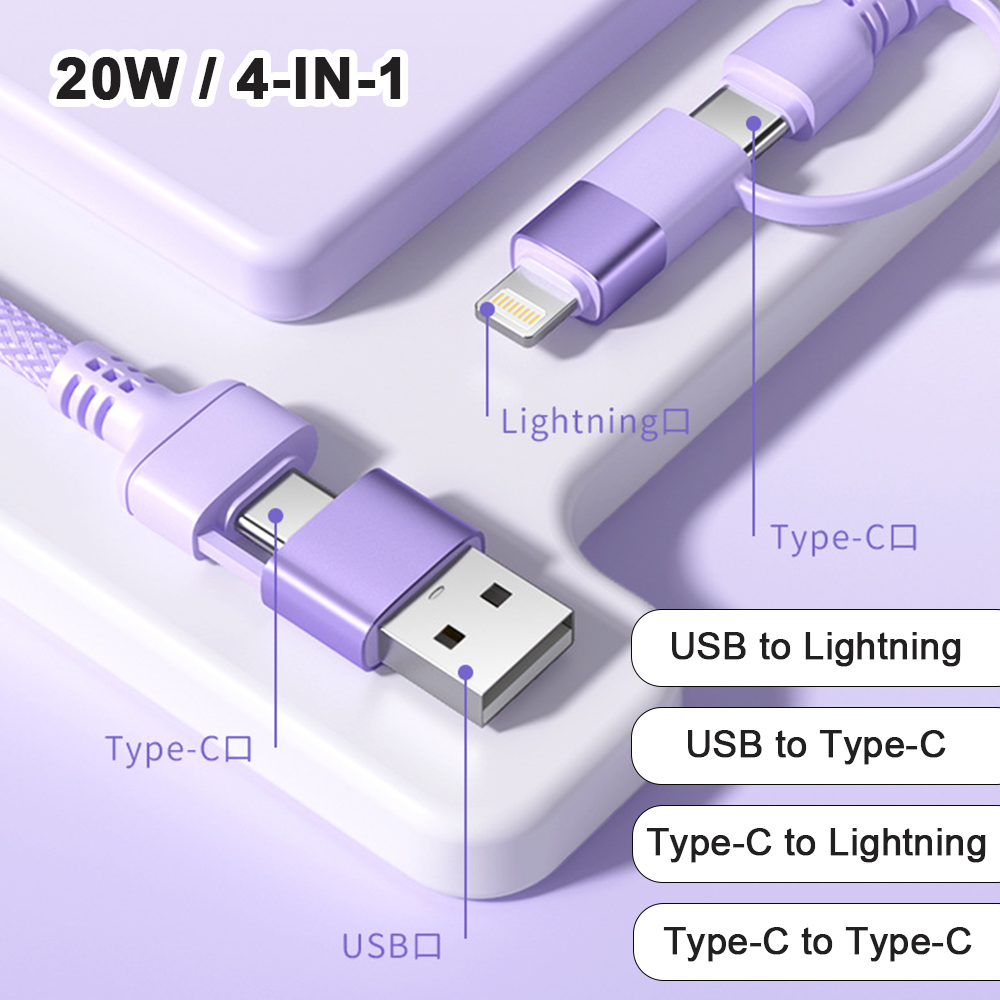 (20W/4-IN-1)100% Authentic Sanrio Hello Kitty Cable Fast Charging USB Cable Type C Lightning Cables Cinnamoroll for iPhone15 16 iOS and Android Smartphone Kuromi Pochacco SS-592