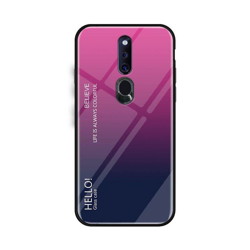 Oppo f11 pro oppof11 case gradient color tempered glass case cover oppof11 f11pro hard case casing