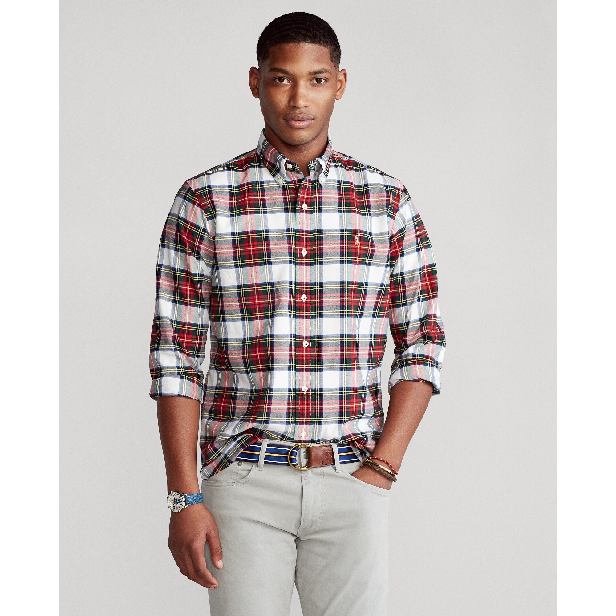 polo ralph lauren classic fit plaid oxford shirt