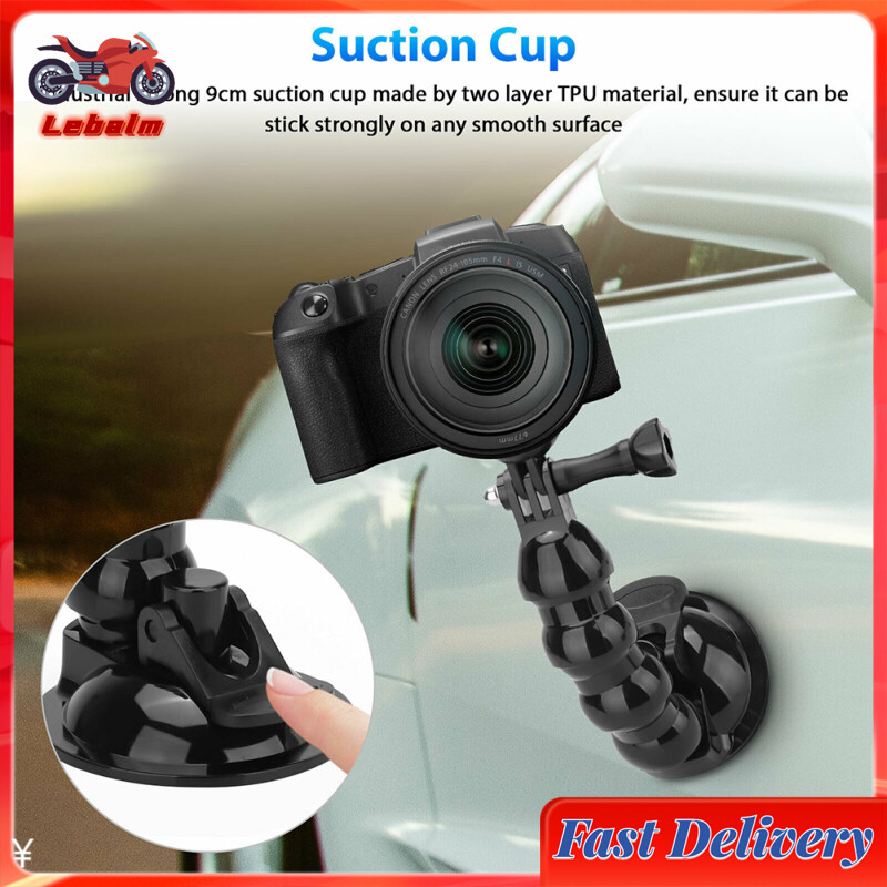 Lebalm【Ready Stock】Car Suction Cup Mount Phone Holder Adjustable Angles Video Navigation Bracket Compatible For Gopro Action Camera