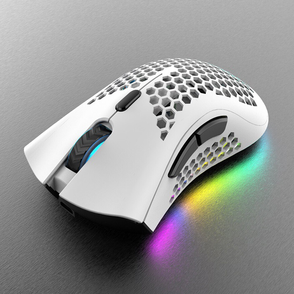 Chuột RGB Không Dây USB BM600 6 Nút 2.4GHz Chuột Game Thủ Có Tổ Ong Rỗng Điều Chỉnh Được 3 Bánh 1600 DPI