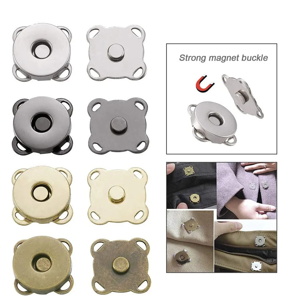 10Sets Magnetic Snap Button Metal Plum Blossom Sew on Button Clasps Fasteners for Purses Handbag Clothes DIY Accessories